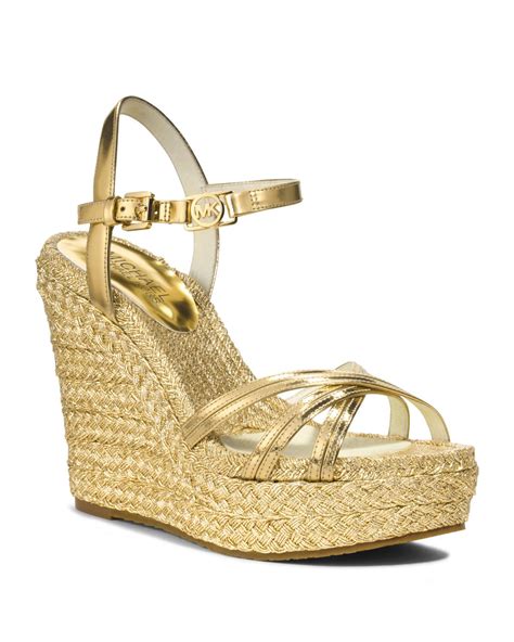 michael kors old gold shoes|Michael Kors gold wedges.